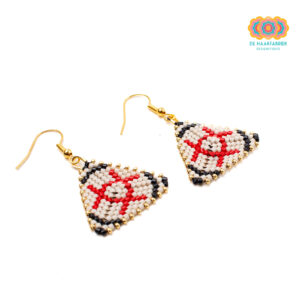 Oorbellen Miyuki Kraaltjes Zwart/Rood/Beige